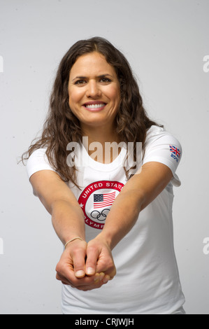 Amerikanische weibliche Volleyball-Spieler Logan Tom beim Team USA Media Summit in Dallas, Texas im Vorfeld der Olympischen Spiele 2012 in London Stockfoto