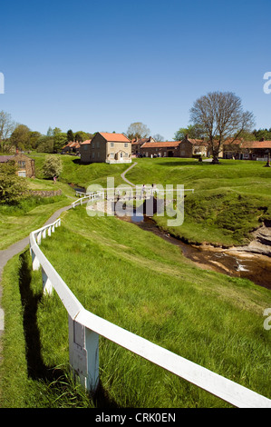 Traditionelle Steinhäuser Hutton-Le-Hole, North Yorks Moors Nationalpark, Yorkshire, England Stockfoto