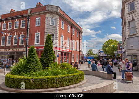 Der Eingang zu Warrington Markthalle. Stockfoto