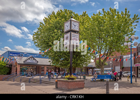 Der Eingang zu Warrington Markthalle. Stockfoto