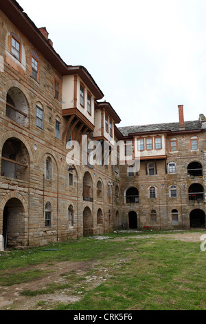 Innenhof des großen Lawra Kloster, Berg Athos, Griechenland. Stockfoto