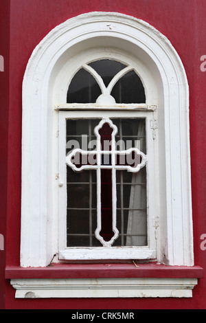 Fenster im großen Lawra Kloster, Berg Athos, Griechenland. Stockfoto