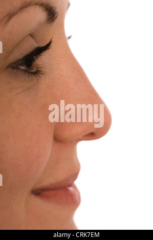 Profil einer Frau lächelnde Frau. Stockfoto