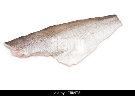 Pollock (Pollachius Pollachius) Fisch Filet isoliert auf einem weißen Studio-Hintergrund. Stockfoto