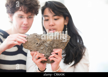 Studenten arbeiten in Geologie lab Stockfoto