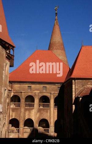 Innenhof, Hunyad Schloß, Hunedoara, Siebenbürgen, Rumänien Stockfoto