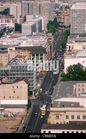 Leipziger Straße in Berlin-Mitte, Blick vom Hochhaus Stockfoto