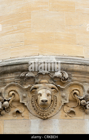 Nandi Bull Steinbildhauen auf alten Indian Institute Gebäude / Geschichte der Bibliothek Fakultät, Universität Oxford Stockfoto