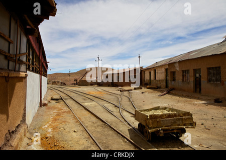 Die alte Bergbaustadt Ghost Pulacayo, Bolivien, Industrial Heritage Site verknüpft berühmt, Butch Cassidy und Sundance Kid Stockfoto