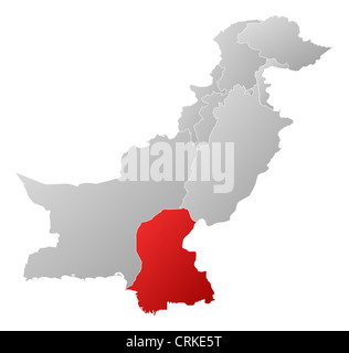Politische Karte Von Pakistan Mit Den Verschiedenen Provinzen Sindh Wo Markiert Ist Stockfotografie Alamy
