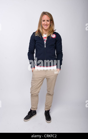 Sailer Anna Tunnicliffe beim Team USA Media Summit in Dallas, TX im Vorfeld der Olympischen Spiele 2012 in London. Stockfoto