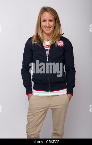 Sailer Anna Tunnicliffe beim Team USA Media Summit in Dallas, TX im Vorfeld der Olympischen Spiele 2012 in London. Stockfoto