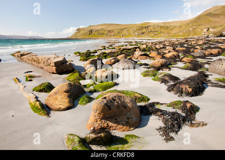 Der singende Sand an der Westküste der Insel Eigg, Schottland, UK. Stockfoto