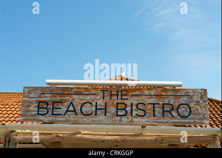 Das Zeichen, das Restaurant im Hotel Gallivant in Camber Sands, East Sussex, Großbritannien Stockfoto