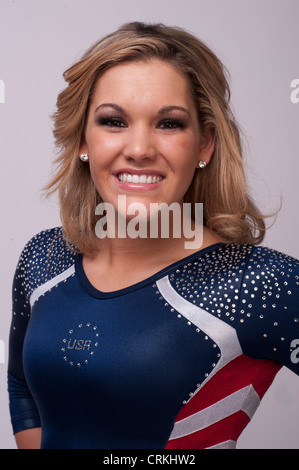 Turnerin Dakota Ernst beim Team USA Media Summit in Dallas, TX im Vorfeld der Olympischen Spiele 2012 in London. Stockfoto