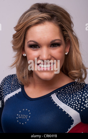 Turnerin Dakota Ernst beim Team USA Media Summit in Dallas, TX im Vorfeld der Olympischen Spiele 2012 in London. Stockfoto