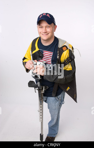 Paralympic Soldat schießen Athlet Josh Olson auf das Team USA Media Summit im Vorfeld der Olympischen Spiele 2012 in London Stockfoto