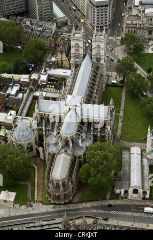 Luftaufnahme von Westminster Abbey in London. Stockfoto