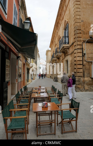 leere Sitze bar Café Restaurant Ciutadella-Spanien-Balearen-Spanien Stockfoto