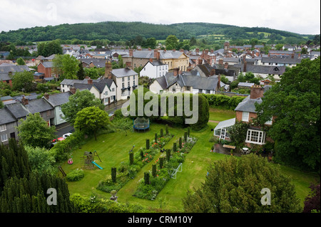 Zeigen Sie über ländliche Stadt von Presteigne Powys Mid-Wales UK an Stockfoto