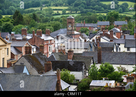 Zeigen Sie über ländliche Stadt von Presteigne Powys Mid-Wales UK an Stockfoto