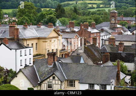 Zeigen Sie über ländliche Stadt von Presteigne Powys Mid-Wales UK an Stockfoto