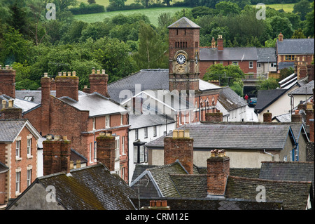 Zeigen Sie über ländliche Stadt von Presteigne Powys Mid-Wales UK an Stockfoto