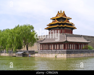 Wachturm und der Burggraben. Nord-Ost-Ecke. Die Verbotene Stadt. Beijing. China. Stockfoto