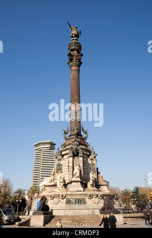 Christopher Columbus Skulptur in Barcelona Stockfoto