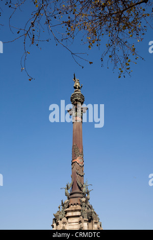 Christopher Columbus Skulptur in Barcelona Stockfoto