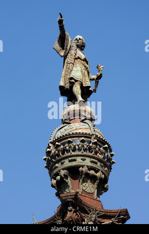 Christopher Columbus Skulptur in Barcelona Stockfoto