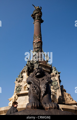 Christopher Columbus Skulptur in Barcelona Stockfoto