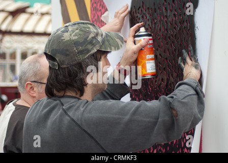 Sand, Meer und Spray 2012. Blackpool, England. Stockfoto