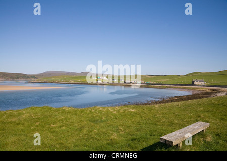 Keodale Sutherland Schottland kann Blick auf Dorf über Kyle of Durness bei Ebbe Stockfoto