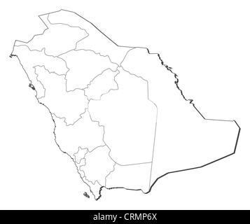 Politische Karte von Saudi-Arabien mit mehreren Provinzen. Stockfoto