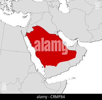 Politische Karte von Saudi-Arabien mit mehreren Provinzen. Stockfoto
