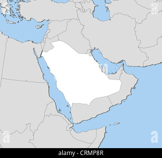 Politische Karte von Saudi-Arabien mit mehreren Provinzen. Stockfoto