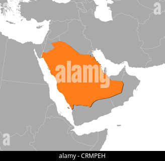 Politische Karte von Saudi-Arabien mit mehreren Provinzen. Stockfoto