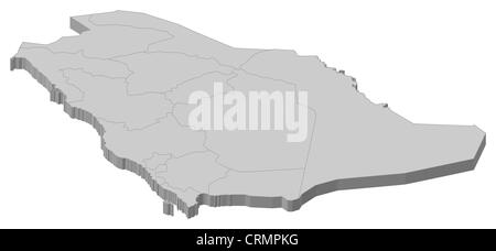 Politische Karte von Saudi-Arabien mit mehreren Provinzen. Stockfoto