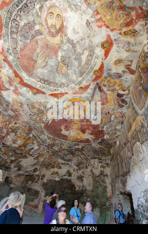 Türkei, Trabzon. Sumela-Kloster (aka St. Maria, Mount Mela oder schwarze Madonna). Innen historische 12. Jahrhundert Kloster. Stockfoto