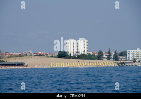 Bulgarien, Nessebar (aka Nessebar oder Nessebar). Sunny Beach, Feriengebiet von Nesseur. Stockfoto