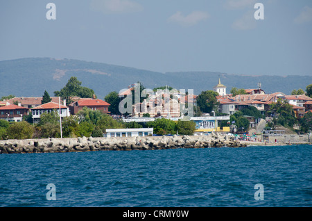 Bulgarien, Nessebar (aka Nessebar oder Nessebar). Schwarzmeer-Küste an der Hafen-Stadt Nessebar. Stockfoto