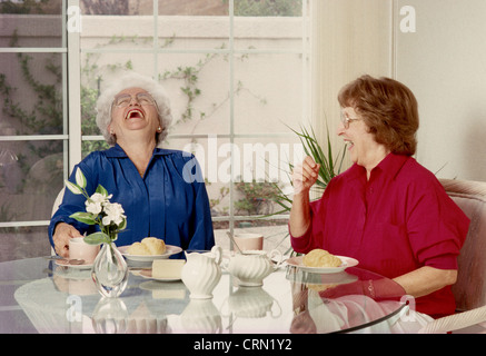 Frauen in Führungspositionen genießen einander, ein Speisesaal Tisch USA Stockfoto