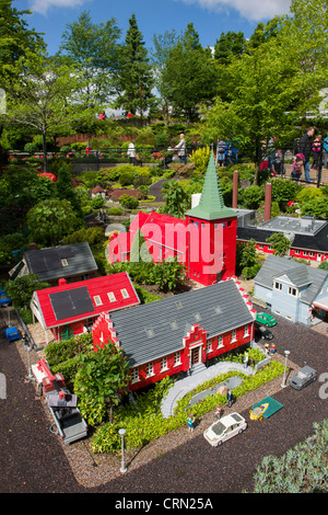 Rot Lego Kirche, Miniland, Legoland, Billund, Dänemark Stockfoto