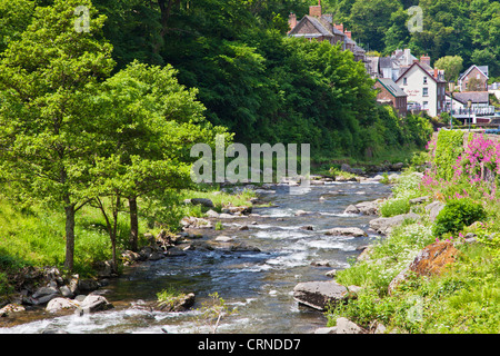 Der Fluss Lyn (Ost) auf dem Weg zur Watersmeet in der Nähe von Lynmouth, North Devon, England, UK Stockfoto