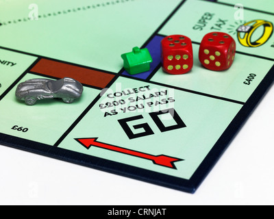 Ein Monopoly-Spielbrett zeigt Go Stockfoto