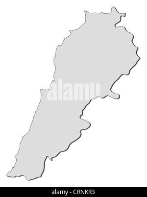 Politische Karte des Libanon mit den verschiedenen Provinzen. Stockfoto