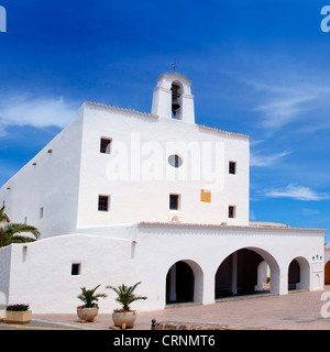 Ibiza-Sant Josep de sa Talaia San Jose weiße Kirche auf Balearen Stockfoto