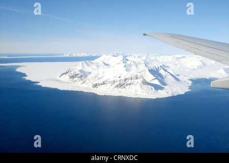 Globale Erwärmung, illustriert von Flügel und Gletscher Stockfoto