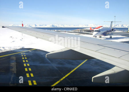 Globale Erwärmung, illustriert von Flügel und Gletscher Stockfoto